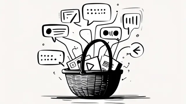Illustration of customer feedback messages gathered in a basket
