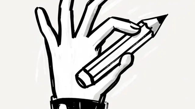 Illustration of a hand holding a pencil