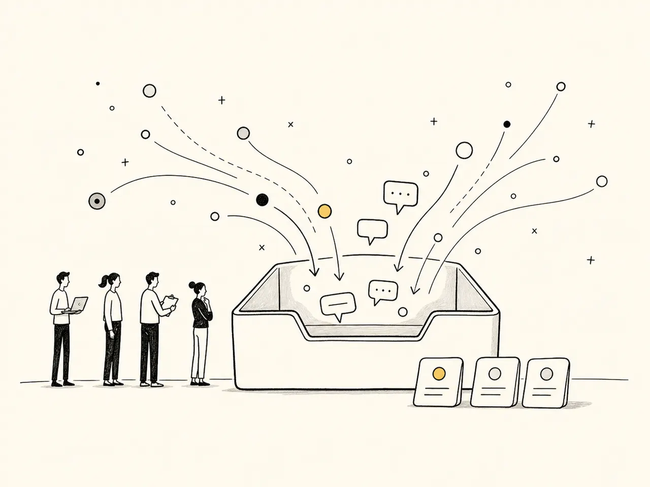 Illustration of feedback signals flowing into a shared collection tray