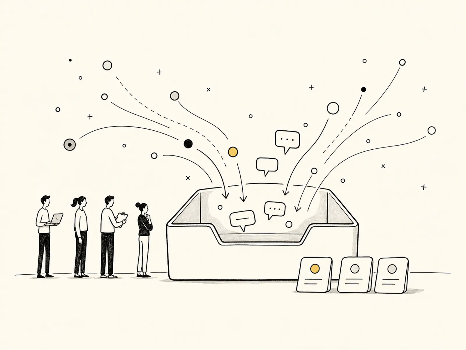 Illustration of feedback signals flowing into a shared collection tray